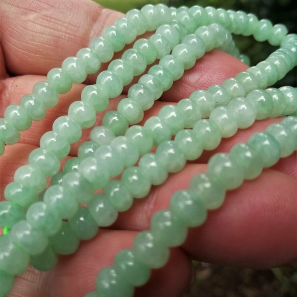 Certificated Natural Grade A Light Green Jadeite Jade Bean Necklace A0451 - Picture 8 of 13